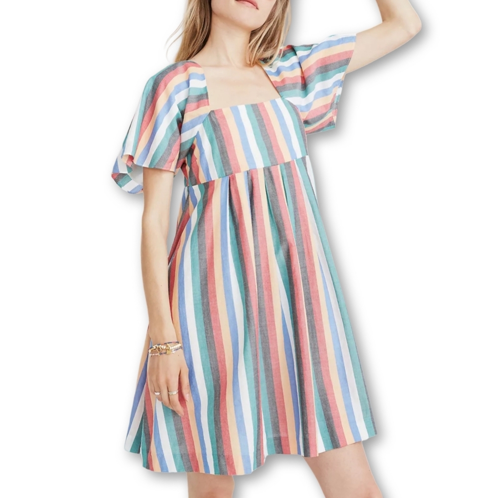 Madewell Pastel Multicolor Striped Mini Dress
